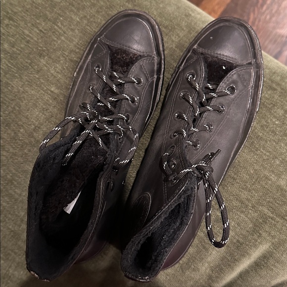 Black Leather/ fur   Converse - Picture 15 of 16
